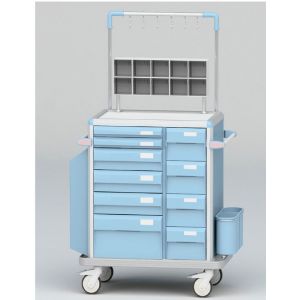 IV pole Emergency Medical Trolleys With Utility Container ABS Drawers