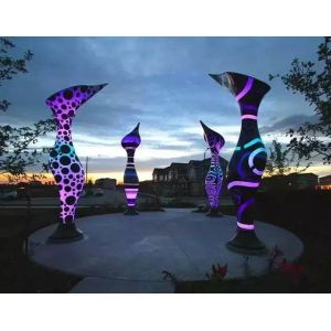 Outdoor 316 Stainless Steel Sculpture Installation Color Lights Changeable