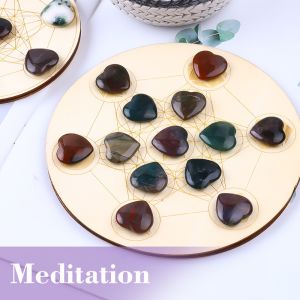 Timeproof Polished Gemstone Indian Agate Heart Shaped Chakra Stones Crystal