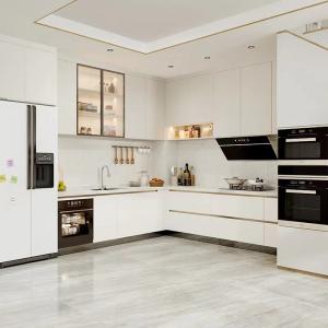 Quality Quartz Stone Hotel Kitchen Cabinets Durable Metal Frame Scratch Resistant for sale