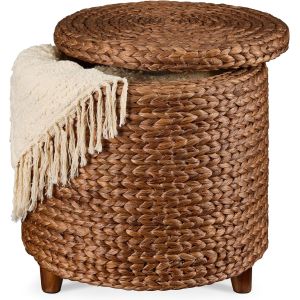 Tall Water Hyacinth Wicker Basket with Handles | Natural, Brown, Natural