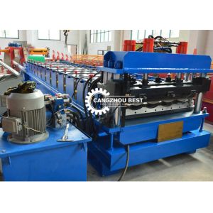 0.3-0.8mm Color Steel Glazed Roofing Tile Roll Forming Machine Chain Driven