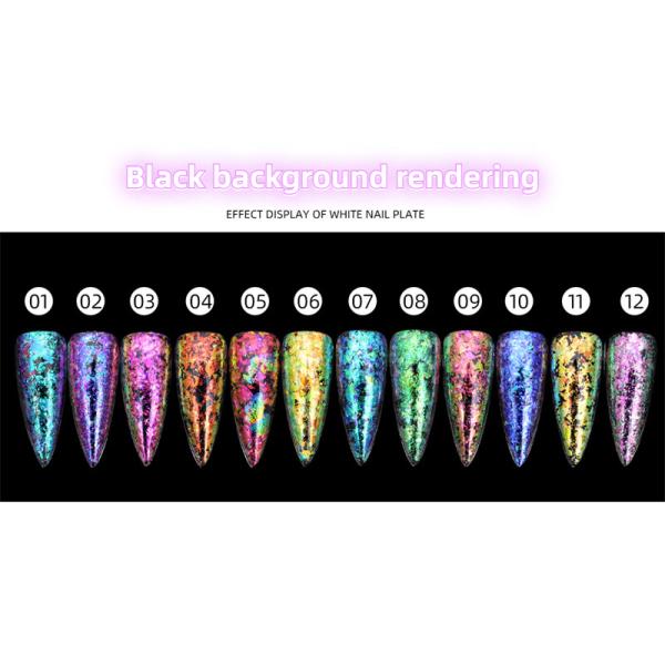 Plastic Hot Crystal Fire Opal Aurora Nail Art Cloud Flakes Chrome Powder Glitter Powder 2D