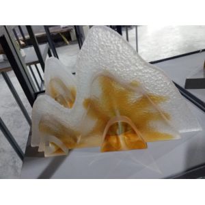 Hotel Office Clear Green Dewaxing Liuli Sand Carved Glass