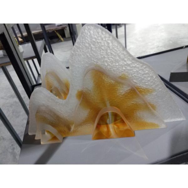 Buy Hotel Office  Clear Green Dewaxing Liuli Sand Carved Glass at wholesale prices