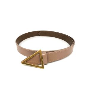 Simple Gold Slide Triangle Buckle 2.8cm Real Leather Belt