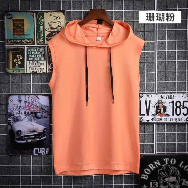 Buy Breathable Red Sleeveless Hoodie at wholesale prices