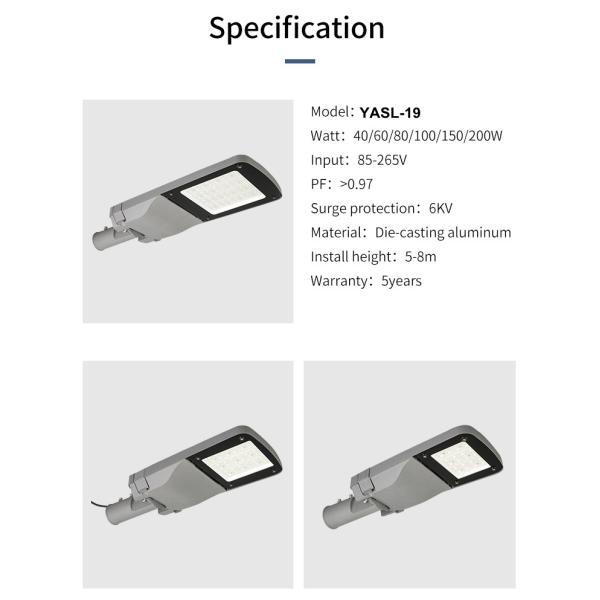 5050 SMD 30w 150w LED Street Light Fixtures 170lm/w high efficiency Gray painting for outdoor lighting 1