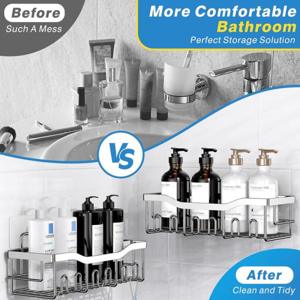 Large Capacity Rustproof Stainless Steel Shower Caddy for Bathroom Organization