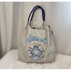 EMBROIDERED REUSABLE BAG SHOPPING BAG NYLON HAND BILL SHOULDER CROSSBODY BAG FOR
