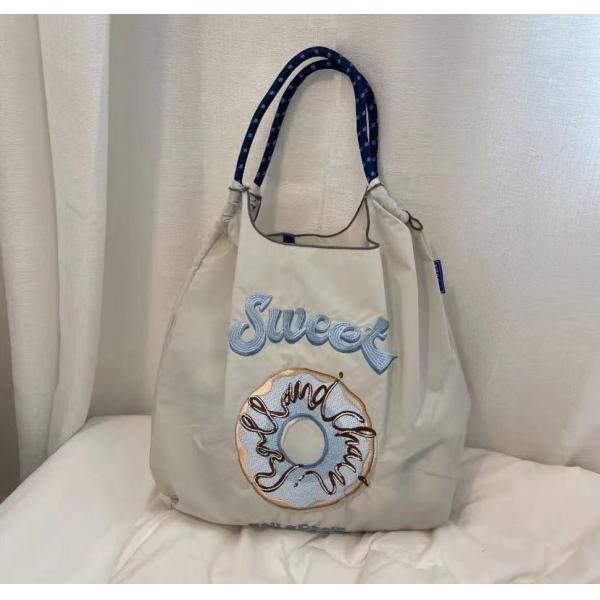EMBROIDERED REUSABLE BAG SHOPPING BAG NYLON HAND BILL SHOULDER CROSSBODY BAG FOR