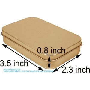 Metal Rectangular Empty Hinged Tins - Pack Of 40 Silver Mini Portable Box Small