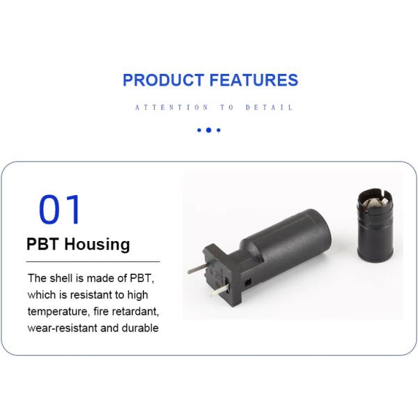 PBT Housing Brass Terminal PCB Mounted Fuse Holder 10A 250VAC 5X20mm H3-56A
