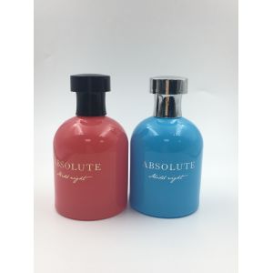 Round Shoulder Luxury Glass Perfume Bottle 100ml Blue Red Customized