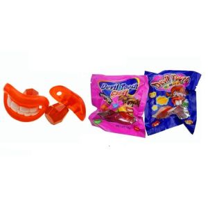 Novelty Design Fresh Fruit Lollipops Devil Tooth Shape Interesting Pattern