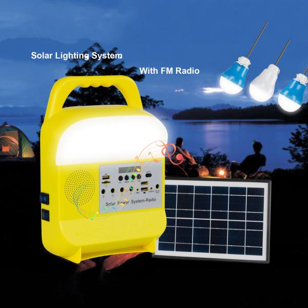 Outdoor Camping 3W LED Solar Lighting System Audio Solar Home System Kit