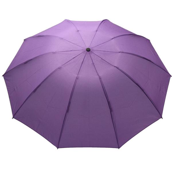 BSCI Approved Three Folding Umbrella Purple Color Waterproof Auto Open Close