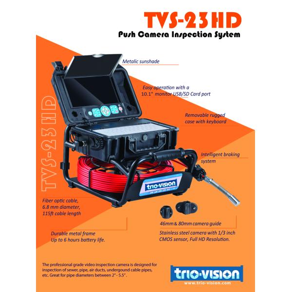 High definition sewer pipe inspection push camera with 10 inch monitor