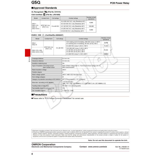 G5Q-1A-24VDC Omron orignal new electromagnetic relay G5Q-1A-24VDC 4PIN