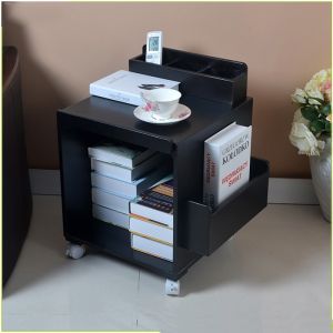 Multifunction Black Movable Wheels E1 MDF Solid Wood Coffee Tables