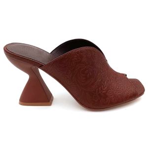 Quirky Square-Toe Loose Fit Mid Block Heeled Mule In Vegan Faux Leather