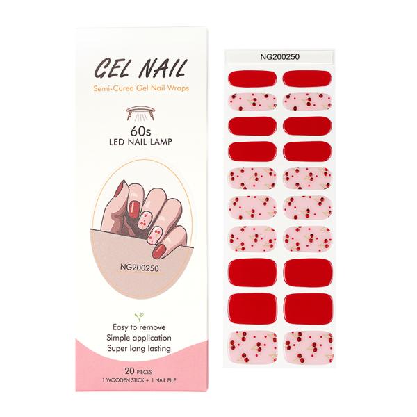 Custom Semi Cured Gel Nail Wraps Stickers with the Lamp to Cure UV Gel Nail Sticker