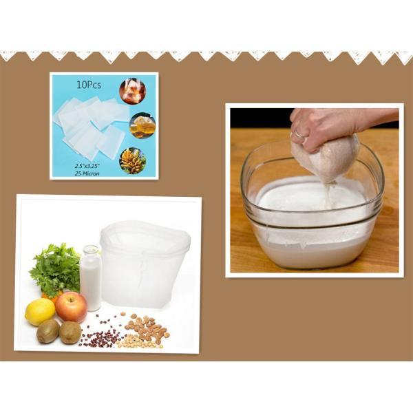 FDA LFGB Hemp Organic Cotton Nylon Filter Bag / Mesh Nut Milk Bag For Coffee Juice