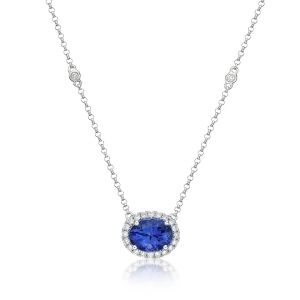 925 Sterling Silver Blue Tanzanite CZ Jewelry December Birthstone Necklace