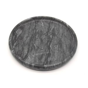 Hotel Natural Round Marble Serving Tray Black Polished Environment Friendly