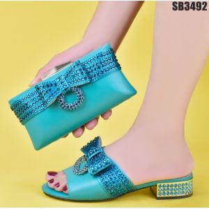Supoo Wedding Italian ladies shoes and bags set adorned with fashionable PU