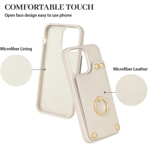 Cardholders with iPhone 13 Pro Max, 360° rotating ring holder, leather holder card slot case, RFID shockproof cover,