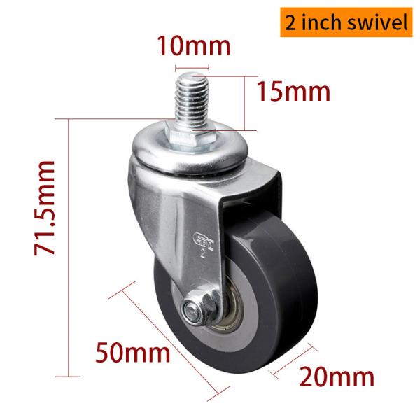 Buy TPU Tread Mini Caster Wheels 2 Inch 40kg 50mm Swivel Castors at wholesale prices