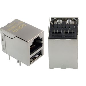 China Integrated rj45 USB connector with 10/100base transformer, RJ45 over USB2.0 JACK on sale