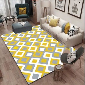 Simple North European Geometric Polyester Fiber Floor Carpets For Living Room