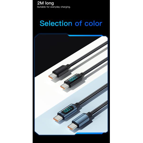 Essager LED Digital Display Customised 1M 2M Cable OEM/ODM 27W 100W Fast Charging USB Cable For Mobile Phone