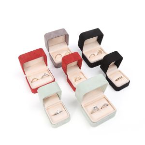 Square Velvet Jewelry wedding ring Box customizable Jewellery Box packaging
