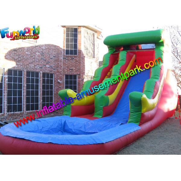 Buy Big Rainbow Wave Backyard Inflatable Water Slides With Splash Pool at wholesale prices