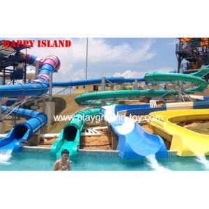 Multi-Slides Rainbow GRP Water Park Equipments , Custom Water Slides From Top