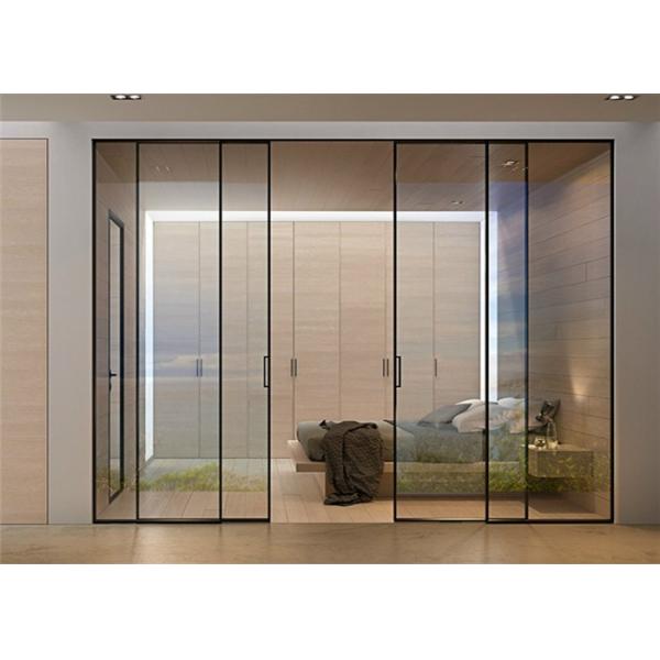 Buy Clear Glass Commercial Aluminium Doors Horizontal Sliding Opening Direction at wholesale prices