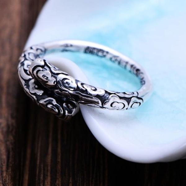 Retro Sterling Silver Ring Vintage Golden Cudgel Adjustable Band Ring(XH054454W)