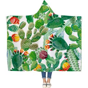 Quality Cactus series children's adult hooded blanket velvet fabric rectangular hand washable for sale