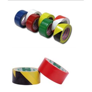 industrial PVC / PE Floor Detectable warning tape of black - yellow 18m/25m