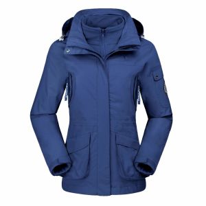 3 In 1 Waterproof Ski Jacket Black Color 100% Polyester Material For Rain Snow