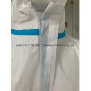 CE Cat 3 Type 4 5 6 Heat Sealed Tape Seam Coverall with Elastic Wrists and