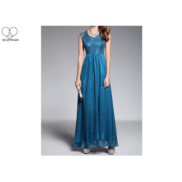 Buy Dusty Blue Wedding Bridesmaid Dresses / Back Lace Chiffon Lace Evening Gown at wholesale prices