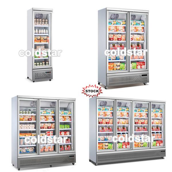 Hihg quality upright showcase glass door freezer for ice cream with led light