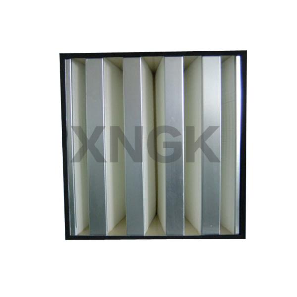 High Volume HEPA Air Filter V Bank Metal Box , Hepa Filter Bag For Food Processing