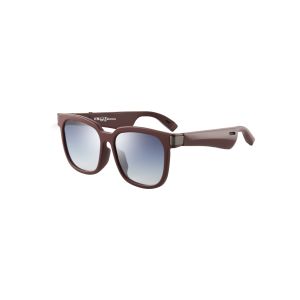 Brown Rimless TR90 Android Bluetooth Audio Sunglasses Anti Blue Light