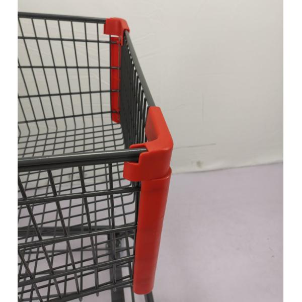 American Style 125L Warehouse Grocery Shopping Trolley With Collision Angle Tente TPR Wheels
