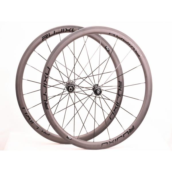 RUJIXU 700C Road Bike Clincher Carbon Fiber Wheel Set 38/50mm V Brake Braking System for Bicycles